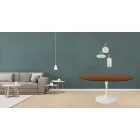 Tavolo Tulip Eero Saarinen H 73 Rotondo in Rovere Tinto Noce Scuro Made in Italy - Scarlet Viadurini