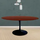 Tavolo Tulip Eero Saarinen H 73 Rotondo in Rovere Tinto Palissandro Made in Italy - Scarlet Viadurini
