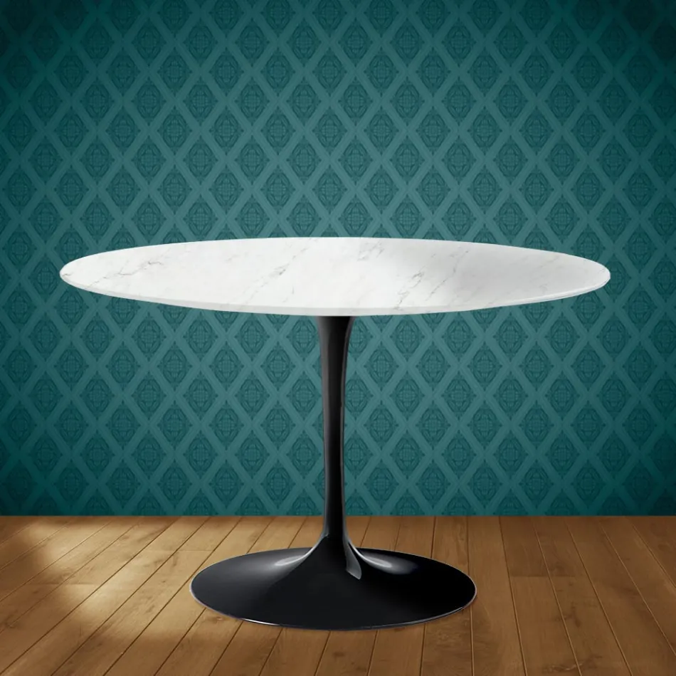 Tavolo Tulip Eero Saarinen H 74 in Ceramica Salina Made in Italy - Scarlet Viadurini
