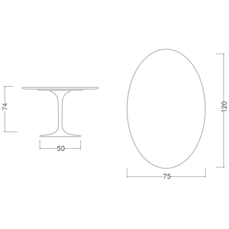 Tavolo Tulip Eero Saarinen H 74 Ovale in Ceramica Aura 22 Made in Italy - Scarlet Viadurini