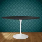 Tavolo Tulip Eero Saarinen H 74 Ovale in Ceramica Domoos Made in Italy - Scarlet Viadurini