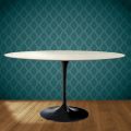 Tavolo Tulip Eero Saarinen H 74 Ovale in Ceramica Marmorio Made in Italy - Scarlet