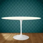 Tavolo Tulip Eero Saarinen H 74 Ovale in Ceramica Moonè Made in Italy - Scarlet Viadurini