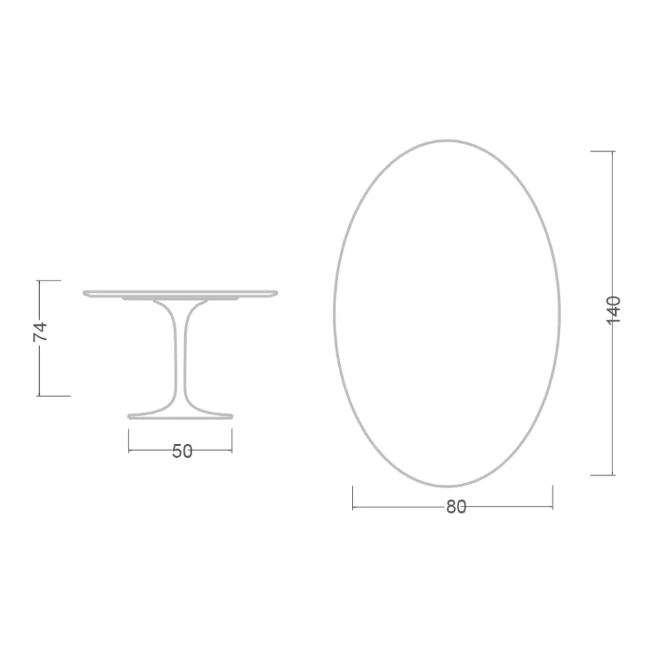 Tavolo Tulip Eero Saarinen H 74 Ovale in Ceramica Salina Made in Italy - Scarlet Viadurini