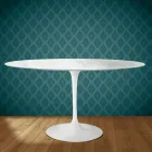 Tavolo Tulip Eero Saarinen H 74 Ovale in Ceramica Salina Made in Italy - Scarlet Viadurini