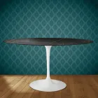 Tavolo Tulip Eero Saarinen H 74 Ovale in Ceramica Somnia Made in Italy - Scarlet Viadurini