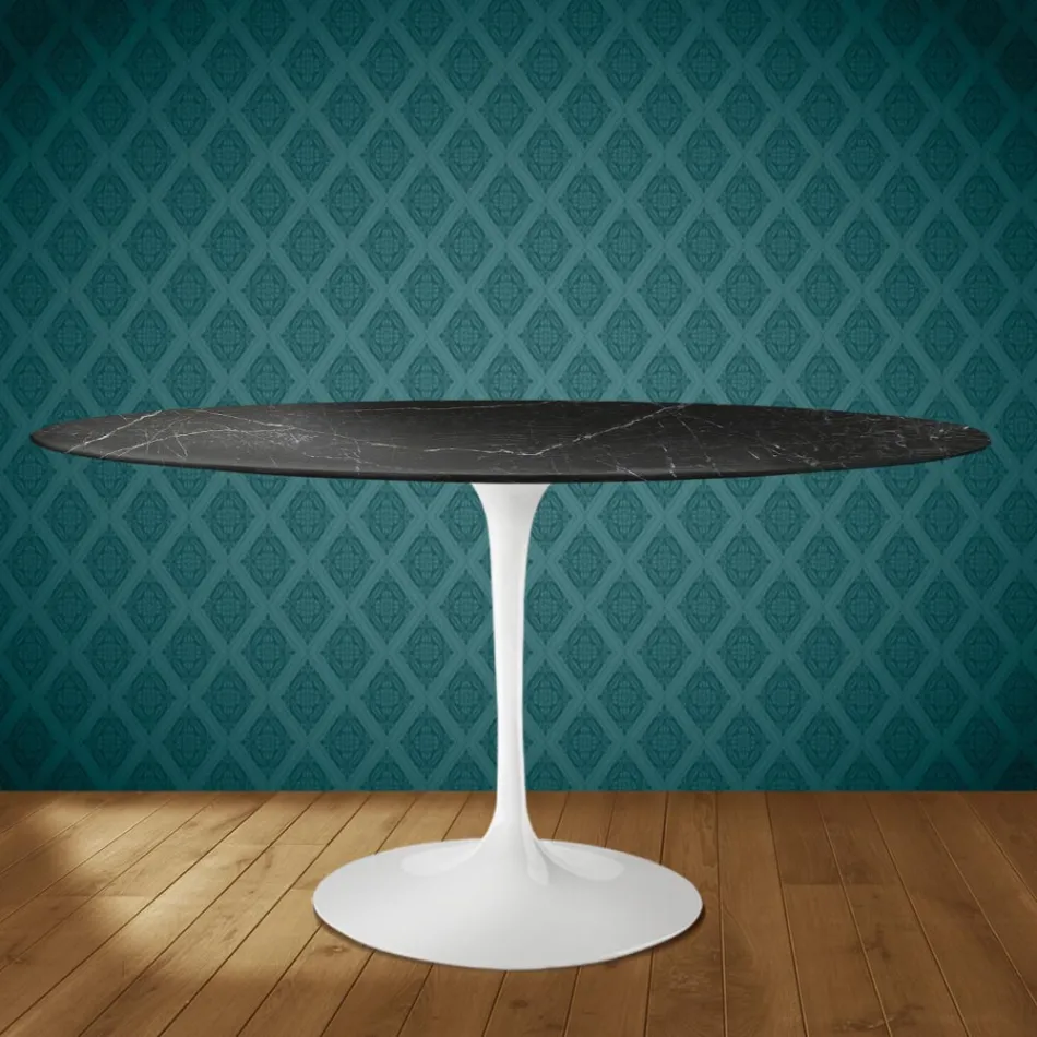 Tavolo Tulip Eero Saarinen H 74 Ovale in Ceramica Somnia Made in Italy - Scarlet Viadurini