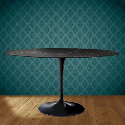 Tavolo Tulip Eero Saarinen H 74 Ovale in Ceramica Somnia Made in Italy - Scarlet Viadurini