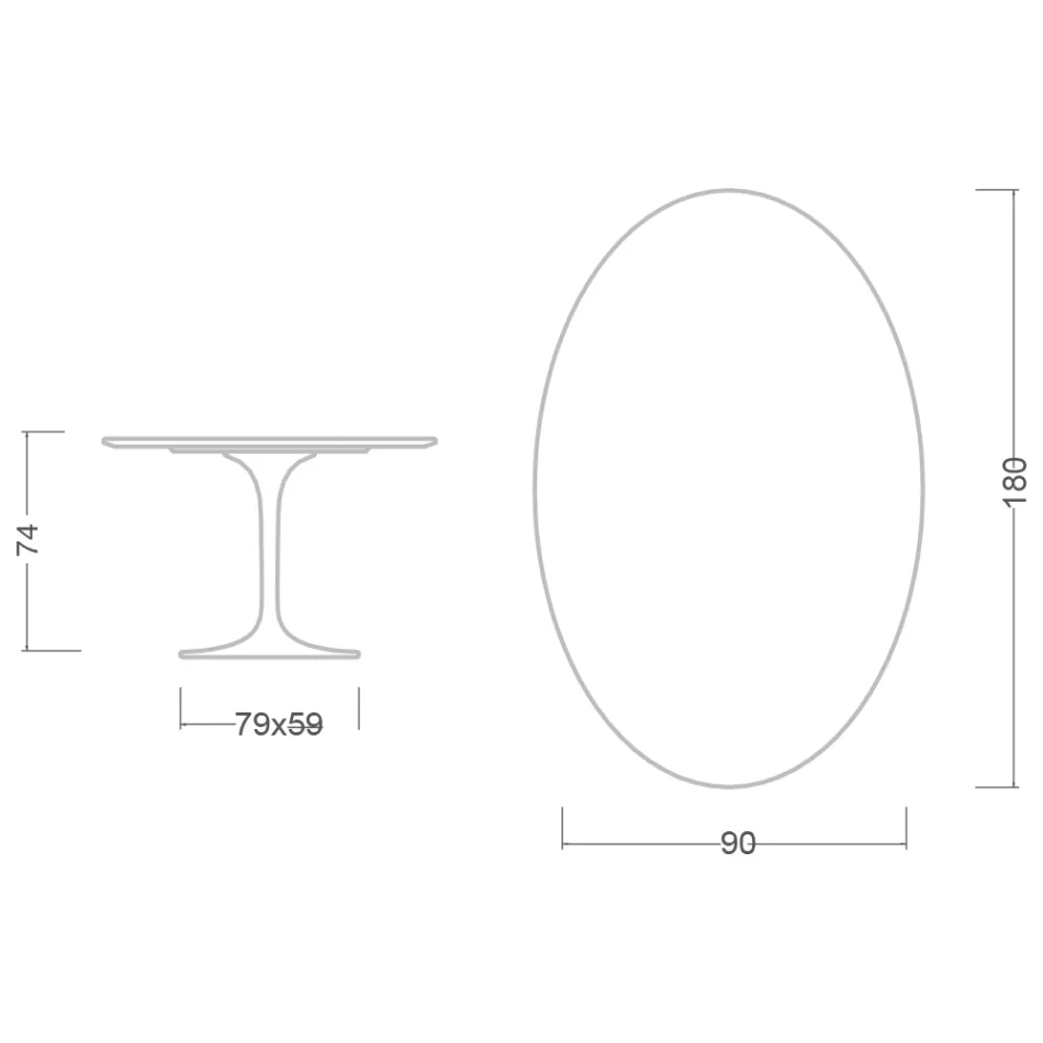 Tavolo Tulip Eero Saarinen H 74 Ovale in Laminato Liquido Bianco Made in Italy - Scarlet Viadurini