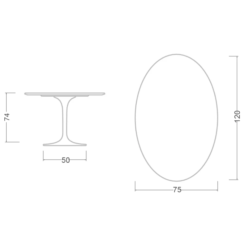 Tavolo Tulip Eero Saarinen H 74 Ovale in Laminato Liquido Bianco Made in Italy - Scarlet Viadurini