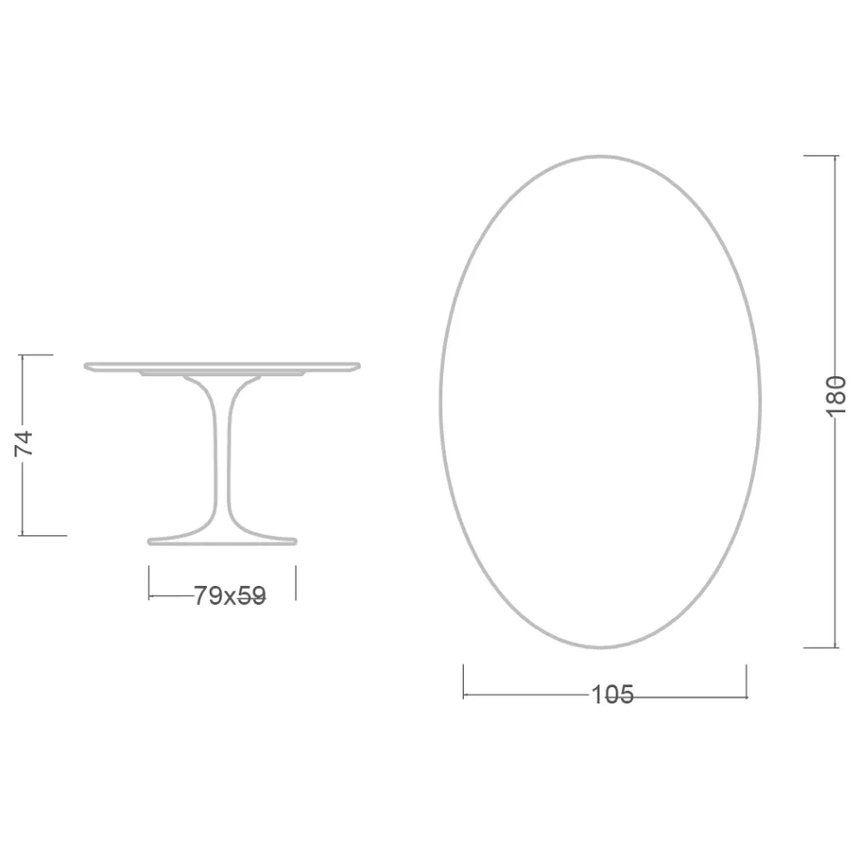 Tavolo Tulip Eero Saarinen H 74 Ovale in laminato Liquido Nero Made in Italy - Scarlet Viadurini