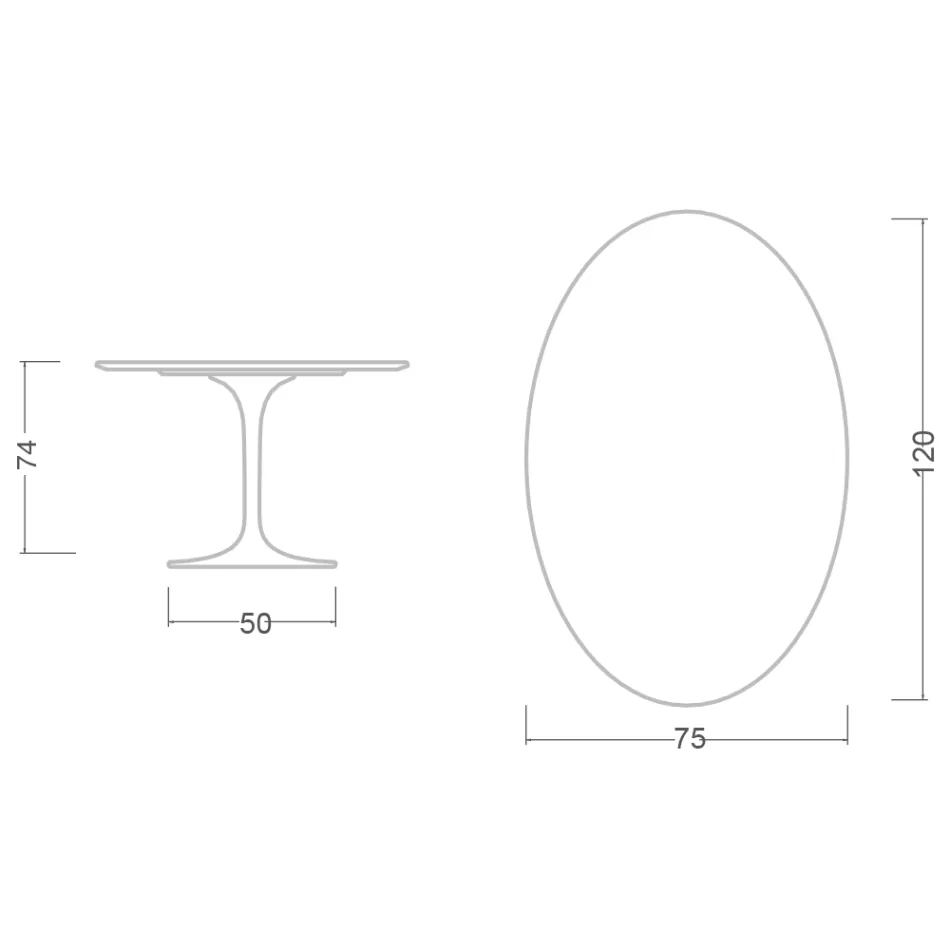 Tavolo Tulip Eero Saarinen H 74 Ovale in laminato Liquido Nero Made in Italy - Scarlet Viadurini