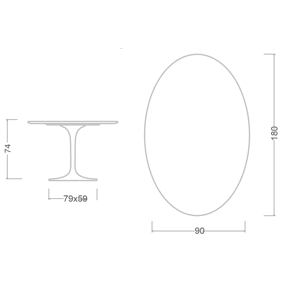 Tavolo Tulip Eero Saarinen H 74 Ovale in Marmo Emperador Dark Made in Italy - Scarlet Viadurini