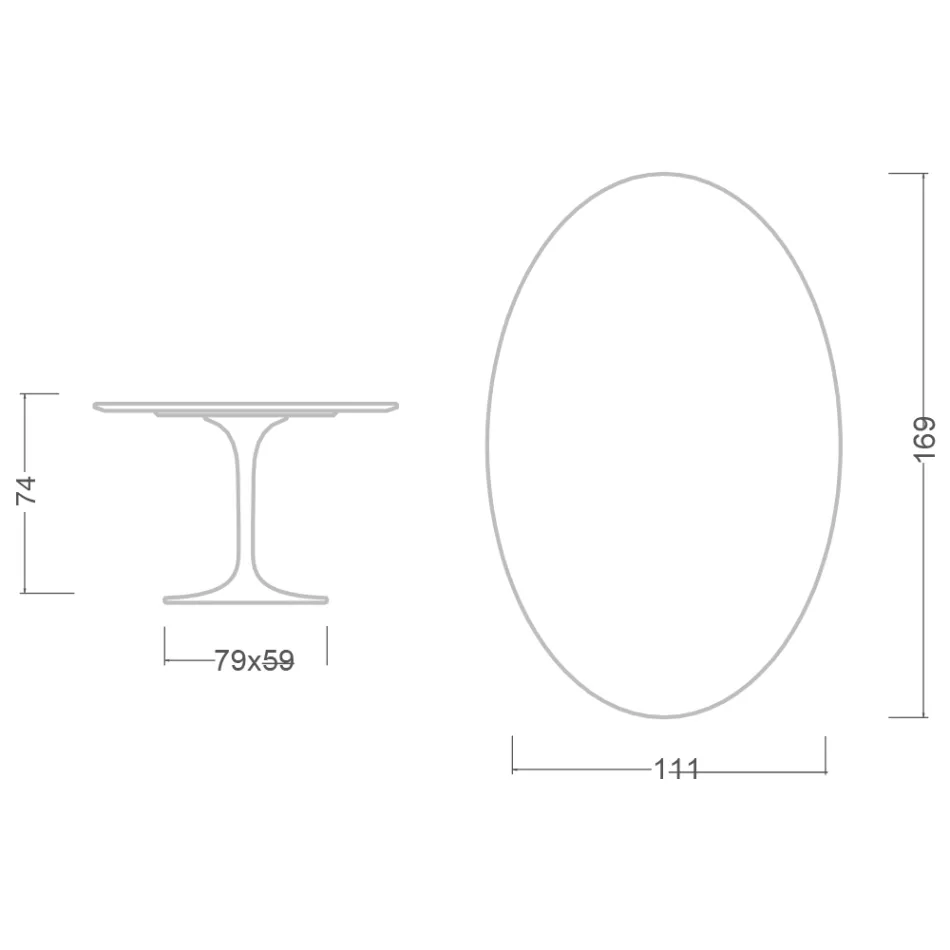 Tavolo Tulip Eero Saarinen H 74 Ovale in Marmo Emperador Dark Made in Italy - Scarlet Viadurini
