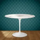 Tavolo Tulip Eero Saarinen H 74 Rotondo in Ceramica Aura 22 Made in Italy - Scarlet Viadurini