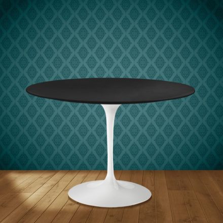 Tavolo Tulip Eero Saarinen H 74 Rotondo in Ceramica Domoos Made in Italy - Scarlet Viadurini