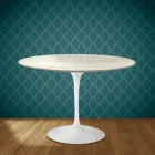 Tavolo Tulip Eero Saarinen H 74 Rotondo in Ceramica Marmorio Made in Italy - Scarlet Viadurini