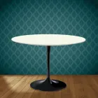 Tavolo Tulip Eero Saarinen H 74 Rotondo in Ceramica Moonè Made in Italy - Scarlet Viadurini