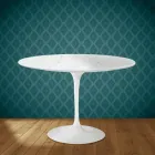 Tavolo Tulip Eero Saarinen H 74 Rotondo in Ceramica Salina Made in Italy - Scarlet Viadurini