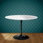 Tavolo Tulip Eero Saarinen H 74 Rotondo in Ceramica Salina Made in Italy - Scarlet Viadurini