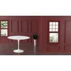 Tavolo Tulip Eero Sarinen H 73 con Piano in MDF Laminato Liquido Bianco - Scarlet Viadurini