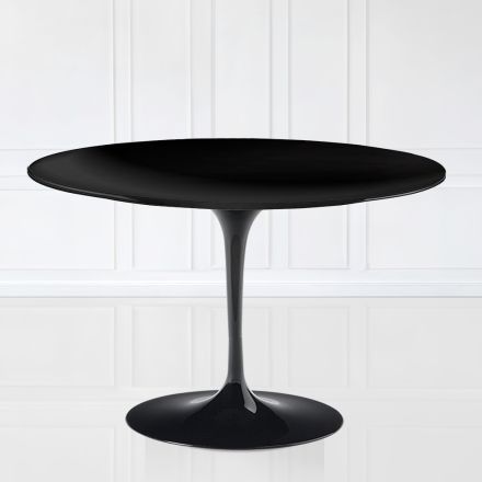 Tavolo Tulip Eero Sarinen H 73 con Piano in MDF Laminato Liquido Nero - Scarlet Viadurini