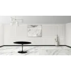 Tavolo Tulip Eero Sarinen H 73 con Piano in MDF Laminato Liquido Nero - Scarlet Viadurini