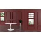 Tavolo Tulip Eero Sarinen H 73 Ovale Allungabile in Laminato Liquido Bianco - Scarlet Viadurini