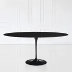 Tavolo Tulip Eero Sarinen H 73 Ovale Allungabile in Laminato Liquido Nero - Scarlet Viadurini