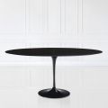 Tavolo Tulip Eero Saarinen H 74 Ovale Allungabile in Laminato Liquido Nero - Scarlet