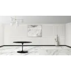 Tavolo Tulip Eero Sarinen H 73 Ovale Allungabile in Laminato Liquido Nero - Scarlet Viadurini