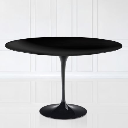 Tavolo Tulip Eero Sarinen H 73 Ovale in laminato Liquido Nero Made in Italy - Scarlet Viadurini