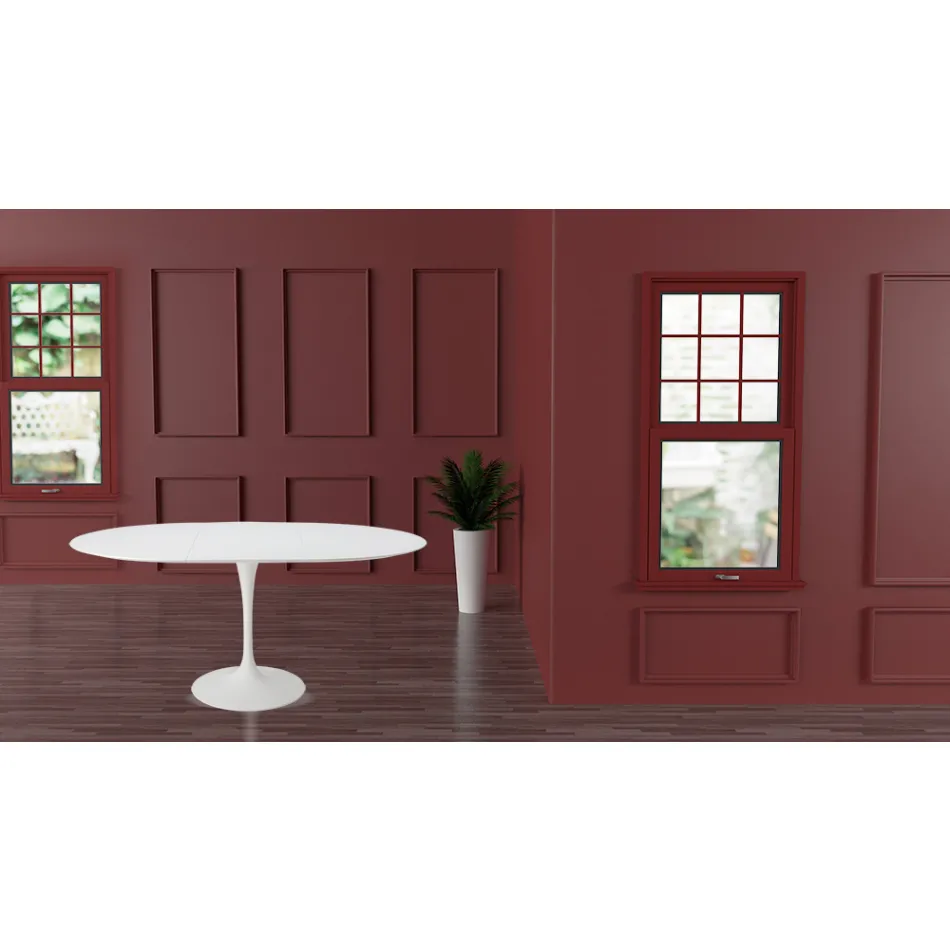Tavolo Tulip Saarinen H 73 Allungabile in Laminato Liquido Bianco Made in Italy - Scarlet Viadurini
