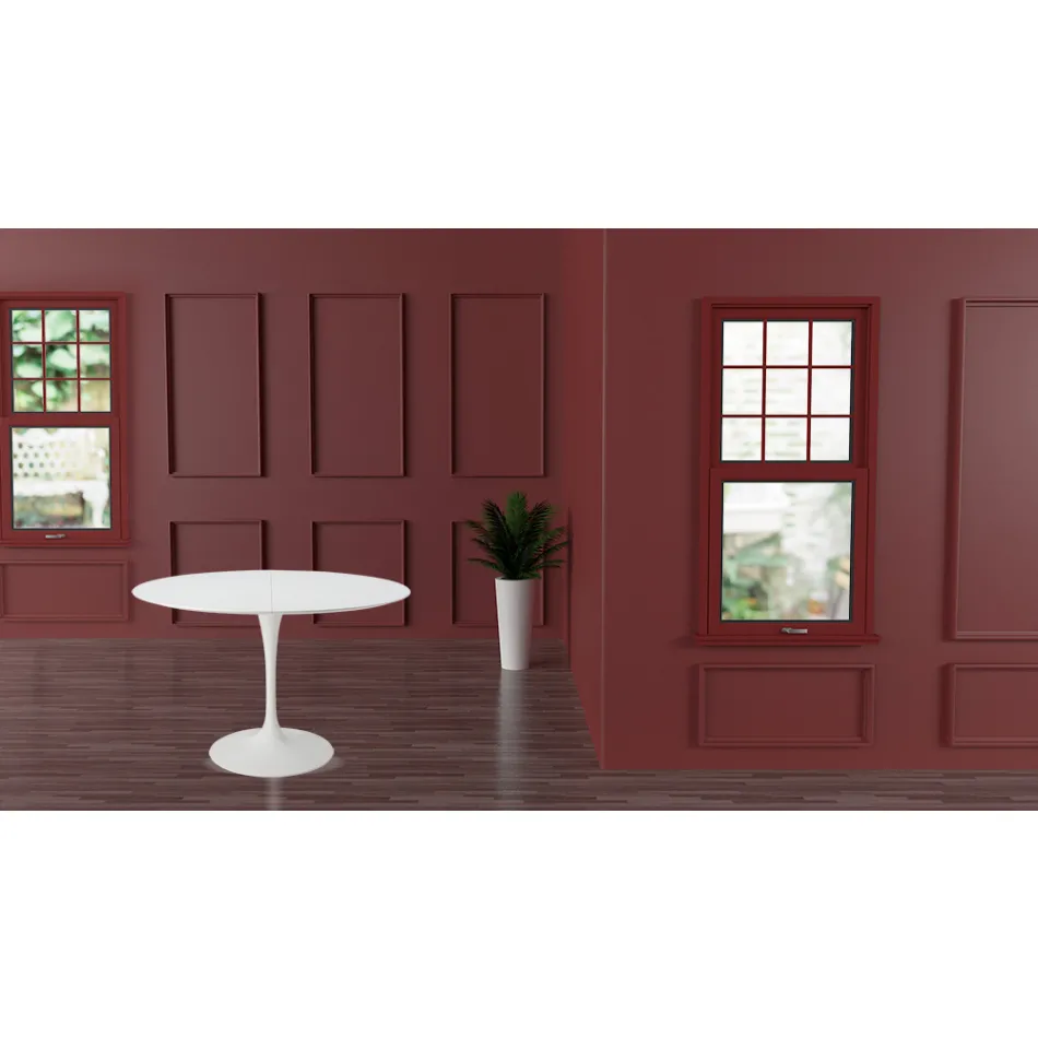 Tavolo Tulip Saarinen H 73 Allungabile in Laminato Liquido Bianco Made in Italy - Scarlet Viadurini