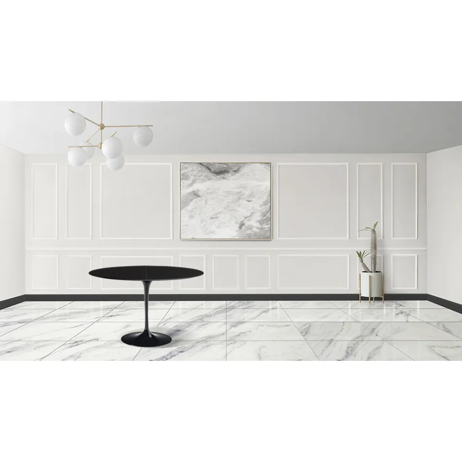 Tavolo Tulip Saarinen H 73 Allungabile in Laminato Liquido Nero Made in Italy - Scarlet Viadurini