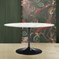 Tavolo Tulip Saarinen H 74 con Piano Ovale in Marmo di Carrara Made in Italy - Scarlet