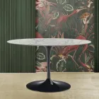 Tavolo Tulip Saarinen H 73 Ovale in Marmo di Carrara Statuarietto Made in Italy - Scarlet Viadurini