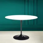 Tavolo Tulip Saarinen H 73 Rotondo in Ceramica Bianco Assoluto Made in Italy - Scarlet Viadurini