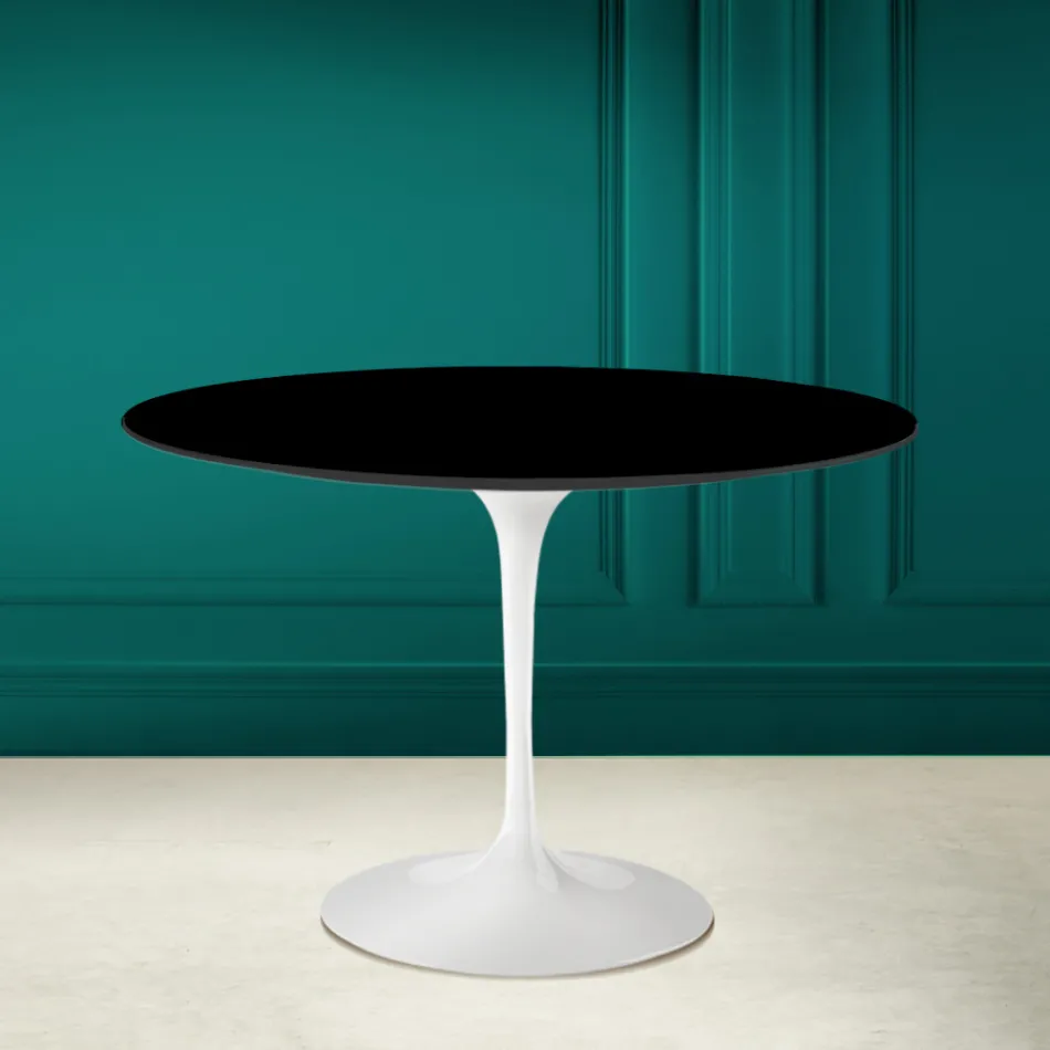 Tavolo Tulip Saarinen H 73 Rotondo in Ceramica Nero Assoluto Made in Italy - Scarlet Viadurini