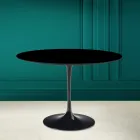 Tavolo Tulip Saarinen H 73 Rotondo in Ceramica Nero Assoluto Made in Italy - Scarlet Viadurini