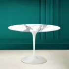 Tavolo Tulip Saarinen H 73 Rotondo in Ceramica Statuario Altissimo Made in Italy - Scarlet Viadurini
