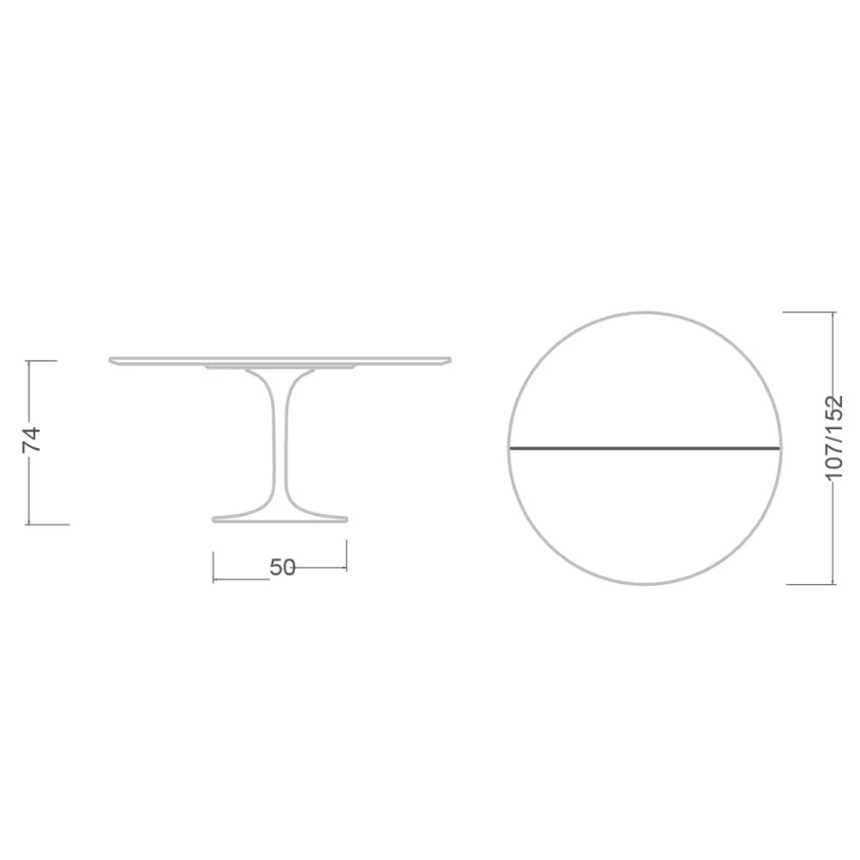 Tavolo Tulip Saarinen H 74 Allungabile in Laminato Liquido Bianco Made in Italy - Scarlet Viadurini