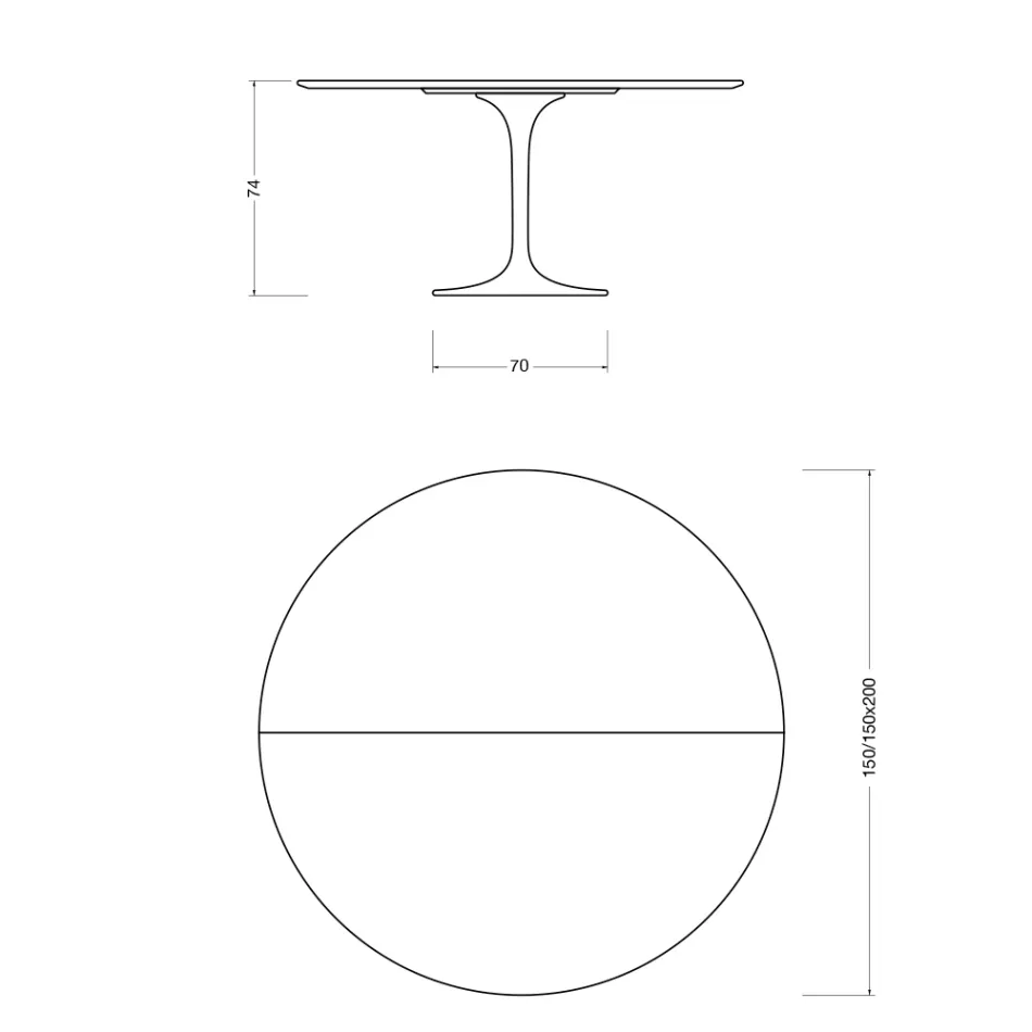 Tavolo Tulip Saarinen H 74 Allungabile in Laminato Liquido Bianco Made in Italy - Scarlet Viadurini