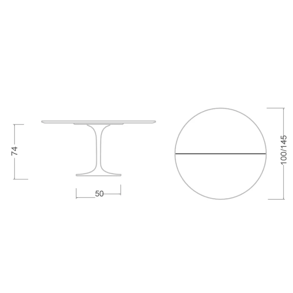 Tavolo Tulip Saarinen H 74 Allungabile in Laminato Liquido Bianco Made in Italy - Scarlet Viadurini