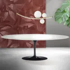 Tavolo Tulip Saarinen H 74 cm Allungabile in Ceramica Florim Bianca - Scarlet Viadurini