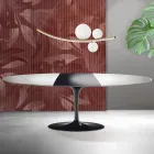 Tavolo Tulip Saarinen H 74 cm Allungabile in Ceramica Florim Bianca - Scarlet Viadurini