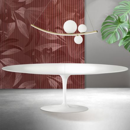 Tavolo Tulip Saarinen H 74 cm Allungabile in Ceramica Florim Bianca - Scarlet Viadurini