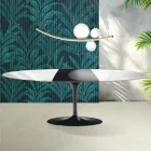 Tavolo Tulip Saarinen H 74 cm Allungabile in Ceramica Florim Bianco Lucido - Scarlet Viadurini