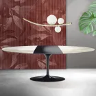Tavolo Tulip Saarinen H 74 cm Allungabile in Ceramica Florim Calacatta Gold Opaco - Scarlet Viadurini