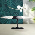 Tavolo Tulip Saarinen H 74 cm Allungabile in Ceramica Florim Statuario Lucido - Scarlet Viadurini